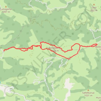 Trace GPS Beloscare Bostmendi depuis le col d'Ugatzé, itinéraire, parcours