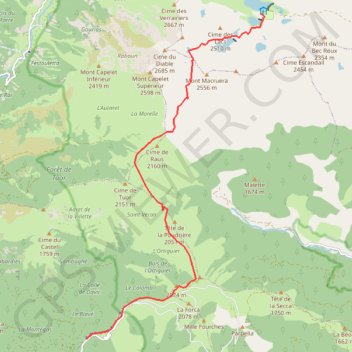 Trace GPS Mercantour - Du refuge des Merveilles au gîte de la baisse de Camp d'Argent, itinéraire, parcours