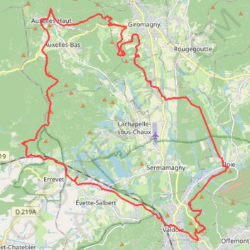 Trace GPS Auxelle par la Grande Côte, itinéraire, parcours