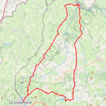 Trace GPS Boucle cyclo entre La Souterraine et Crozant, itinéraire, parcours