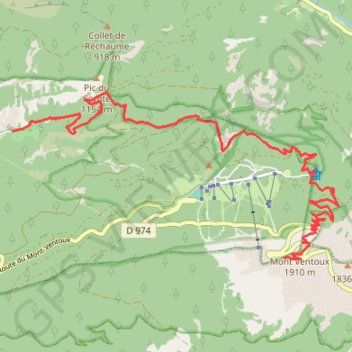Trace GPS Montée du Ventoux par le GR4, itinéraire, parcours