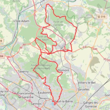 Trace GPS Promenade du Lac d'Enghien – Montsoult, Nerville, Presles boucle au départ de Enghien-les-Bains, itinéraire, parcours