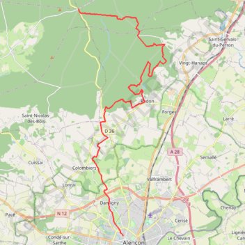 Trace GPS Croix de Médavy - Alençon, itinéraire, parcours