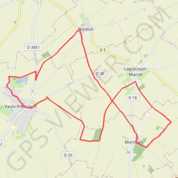 Trace GPS Le sentier de l'Hirondelle (Vaulx-Vraucourt), itinéraire, parcours