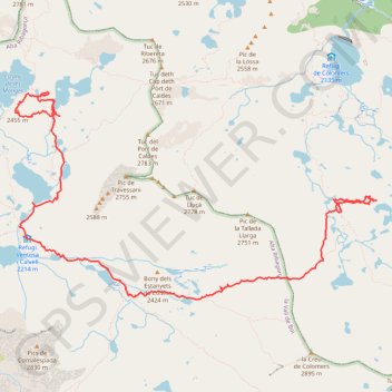 Trace GPS Lacs d'Aigüestortes J4 du cirque de Colomers au cirque de Travessani, itinéraire, parcours