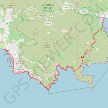 Trace GPS [Itinéraire] (E 12 - GR 92) Cadaqués - Rosas, itinéraire, parcours