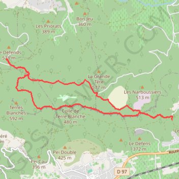 Trace GPS Carnoules,plateau de Théme, itinéraire, parcours