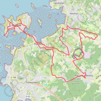 Trace GPS Pleumeur Bodou à vélo à assistance électrique, itinéraire, parcours