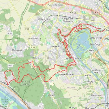Trace GPS Cergy - Le Gibet, itinéraire, parcours