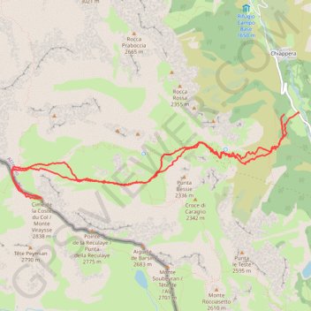 Trace GPS Monte Viraysse (Cime de la Coste du Col), itinéraire, parcours