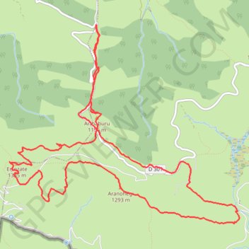 Trace GPS Arthaburu, Errozate, Arranohegi en circuit depuis le col d'Arthé, itinéraire, parcours