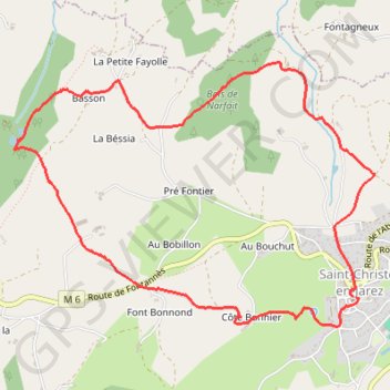 Trace GPS Saint Christo en Jarez (69), itinéraire, parcours