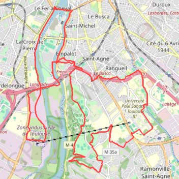 Trace GPS Fil Vert du Grand Toulouse, itinéraire, parcours