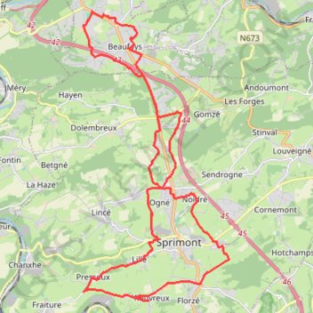 Trace GPS 01/07/2023 Sprimont Beaufays, itinéraire, parcours