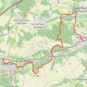 Trace GPS Dourdan - Saint-Chéron, itinéraire, parcours