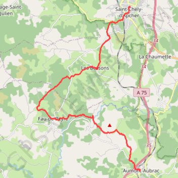 Trace GPS De Saint-Chely-d'Apcher à Aumont-Aubrac, itinéraire, parcours