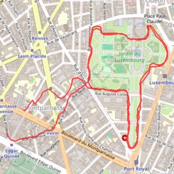 Trace GPS Jardin du Luxembourg, itinéraire, parcours