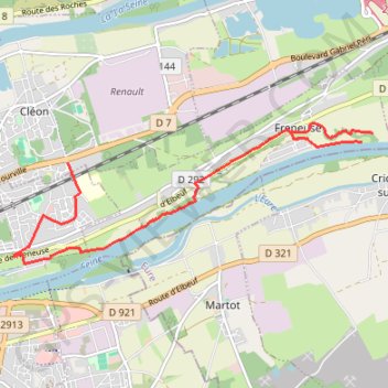 Trace GPS De Cléon à Freneuse, itinéraire, parcours