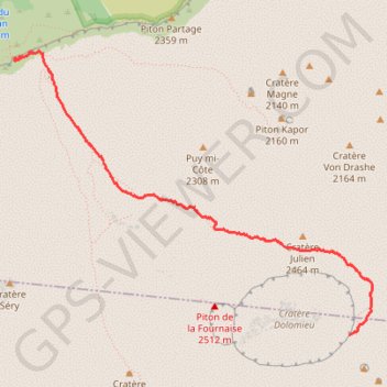 Trace GPS Piton de La Fournaise, itinéraire, parcours
