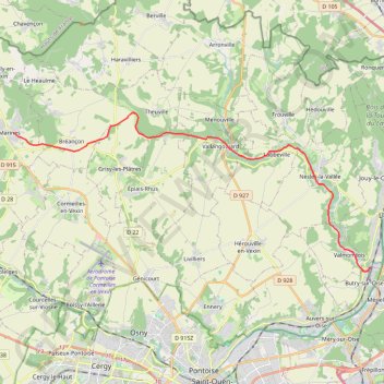 Trace GPS Ancienne voie de chemin de fer Valmondois - Marines, itinéraire, parcours
