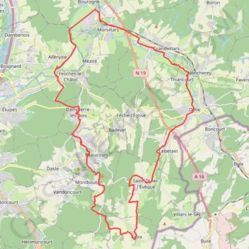Trace GPS Territoire et Doubs - Dampierre-les-Bois, itinéraire, parcours