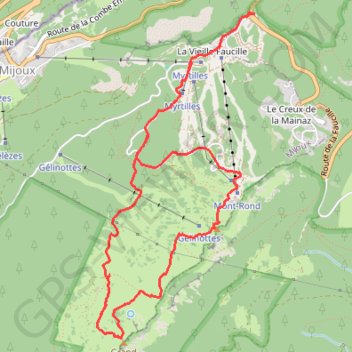 Trace GPS Col de la faucille -grand montrond, itinéraire, parcours