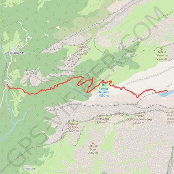 Trace GPS Lac des chambres par le refuge de Folly, itinéraire, parcours