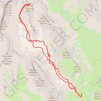 Trace GPS Monte Ciaslaràs, itinéraire, parcours