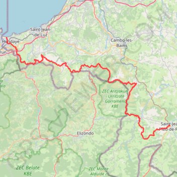 Trace GPS Pays basque de Hendaye à Saint-Jean-Pied-de-Port, itinéraire, parcours
