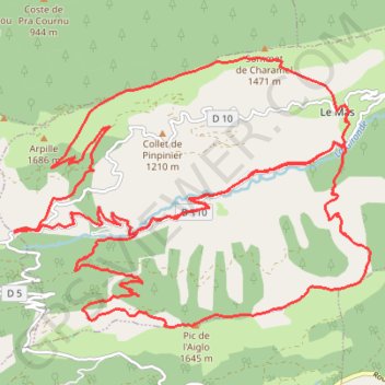 Trace GPS Crête de Charamel - Pic de l'Aiglo, itinéraire, parcours
