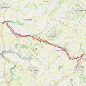 Trace GPS De Le Drennec à Lannilis le long de l'Aber Wrac'h, itinéraire, parcours