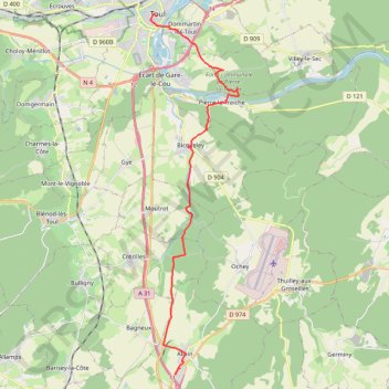 Trace GPS Toul - Allain, itinéraire, parcours
