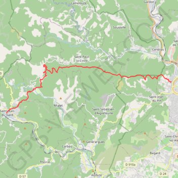 Trace GPS ALES - Saint JEAN DU GARD, itinéraire, parcours