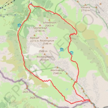 Trace GPS Rothbühelspitze, itinéraire, parcours