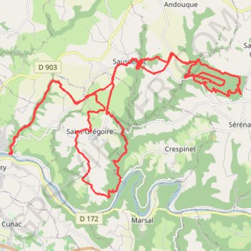 Trace GPS Arthes - Sérénac - Arthes (par Saint Grégoire), itinéraire, parcours
