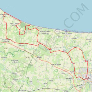 Trace GPS Bayeux Boucle ouest courte, itinéraire, parcours