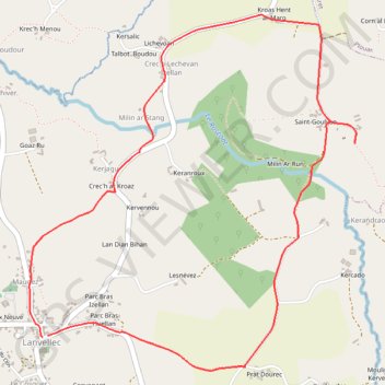 Trace GPS Circuit de St Goulven en Lanvellec vers La Lieue de Grève, itinéraire, parcours