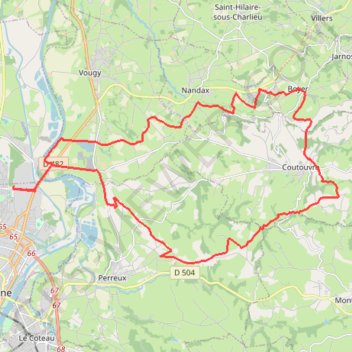Trace GPS Le Tour de Coutouvre - Roanne/Arsenal, itinéraire, parcours