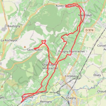 Trace GPS De Santenay à Meursault, itinéraire, parcours