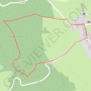 Trace GPS Randonnée du Haut Chemin - La boucle des écoliers - Charleville-sous-Bois, itinéraire, parcours