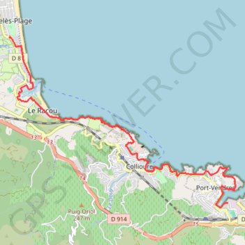 Trace GPS [Itinéraire] Argelès - Cerbère (Sentier Littoral), itinéraire, parcours