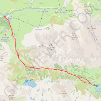 Trace GPS Super Barèges - Cabane d'Aygues Cluses, itinéraire, parcours