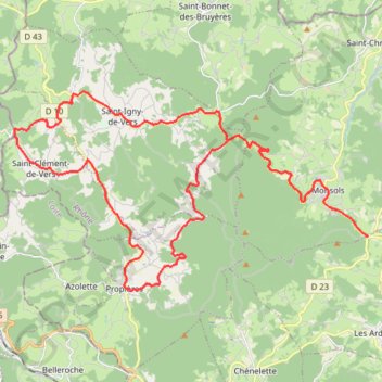 Trace GPS Le Toit du Rhône - Monsols, itinéraire, parcours