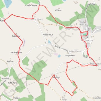 Trace GPS Monségur / Tuilerie-Haute - Pays de la vallée du Lot, itinéraire, parcours