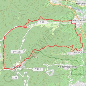 Trace GPS Les hauteurs d'Ammerschwihr, itinéraire, parcours