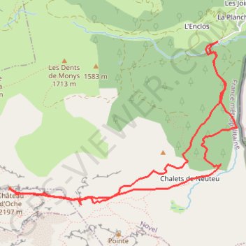 Trace GPS Roc du Château d'Oche, itinéraire, parcours