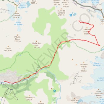 Trace GPS Col des Pariotes - sources de l'Arc, itinéraire, parcours
