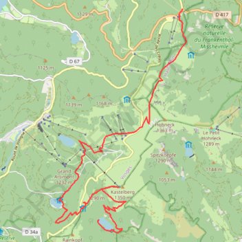 Trace GPS Rando-bivouac des 5 lacs dans les Vosges : du col de la slucht au lac Altenweiher (jour 1), itinéraire, parcours