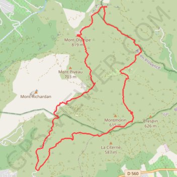 Trace GPS Saint Zacharie Mont Olympe Rocher de Onze Heures, itinéraire, parcours