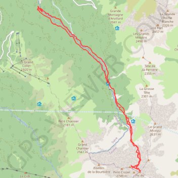 Trace GPS Pic du Frene depuis Saint Hugon, Face Nord (Belledonne), itinéraire, parcours